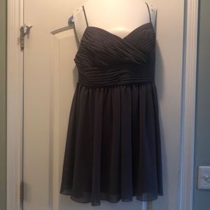 Ivy & Aster dark grey bridesmaid dress.